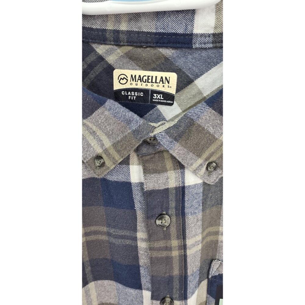 Magellan Outdoors Canyon Creek Plaid Flannel Shirt Blue Green Cotton 3XL - Picture 6 of 8